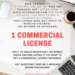 ONE COMMERCIAL LICENSE for "Free For Personal Use" Single Design from My Website Only