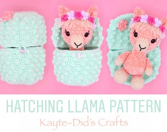 Hatching llama w/ Cactus egg mod pdf, crochet llama pattern, crochet pdf