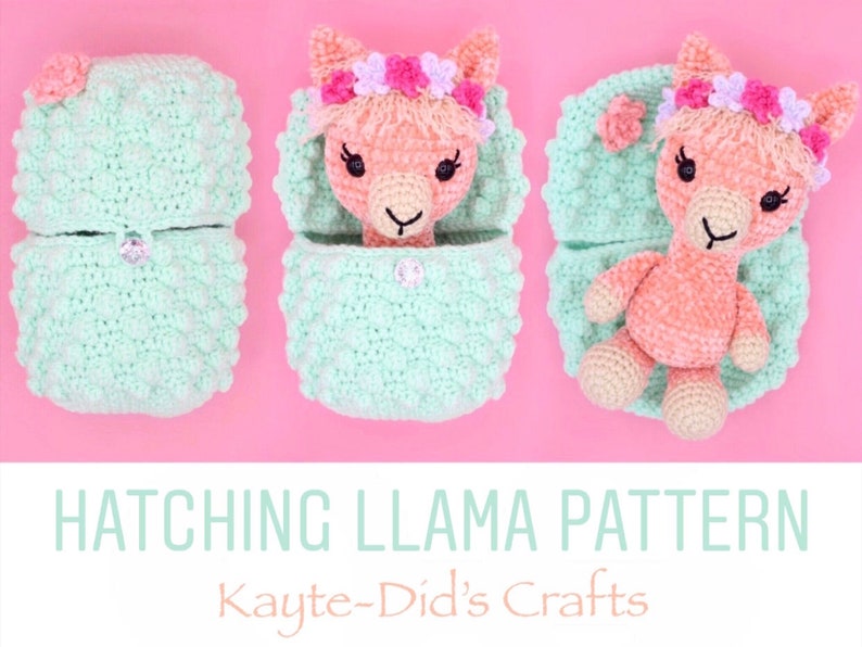 Hatching llama w/ Cactus egg mod pdf, crochet llama pattern, crochet pdf image 1
