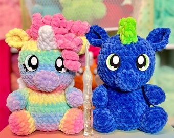 Itty Bitty Baby Vol 1 PDF crochet pattern (Dragon, Dino, Unicorn & Pegasus)