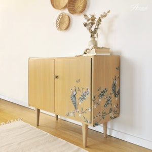 Avian Sanctuary chest of drawers I cupboard in mid century style