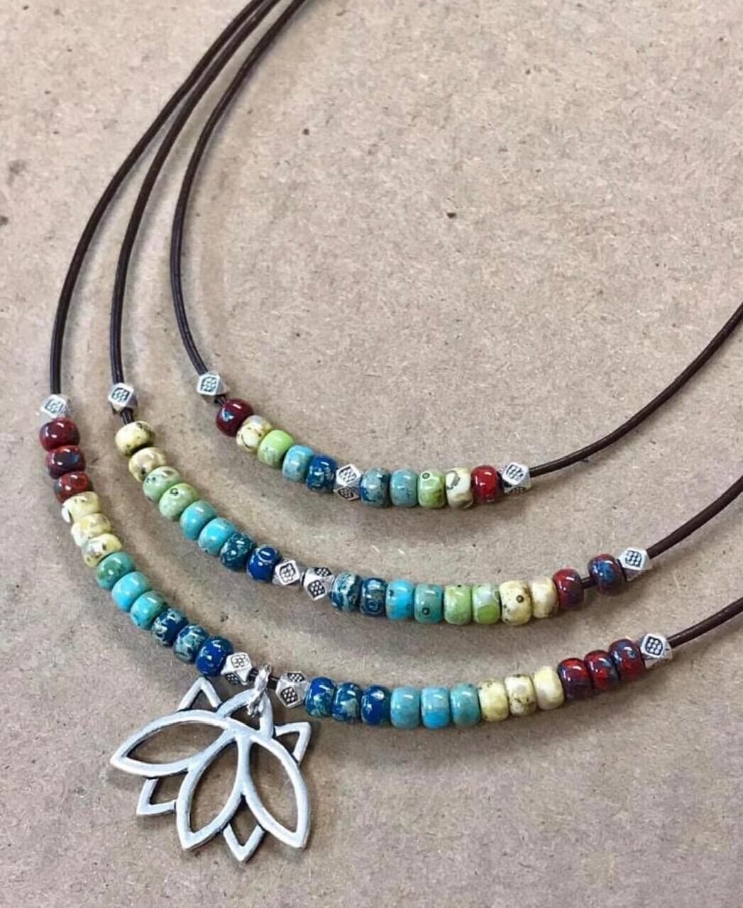 Lotus and Leather Necklace Kit Etsy