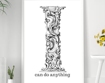 Puedo hacer cualquier cosa, motivación, descarga instantánea de arte, descarga digital de arte mural con citas, citas inspiradoras, decoración de oficina inspiradora