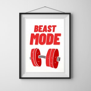 Beast Mode Workout Poster Motivational Art | Gym Wall Art Printable | Instant Download Digital Poster