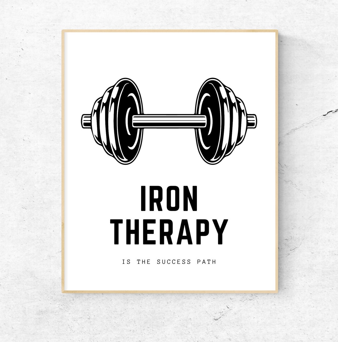 IRON THERAPY, Gym Art Printables, Gym Art Print, Instant Download Art