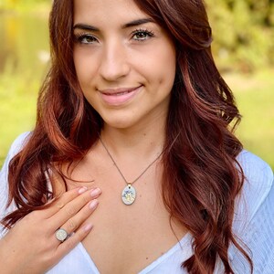 Concrete jewelry set silver stainless steel with gold leaf (24 carat), ring earrings and necklace filigree
