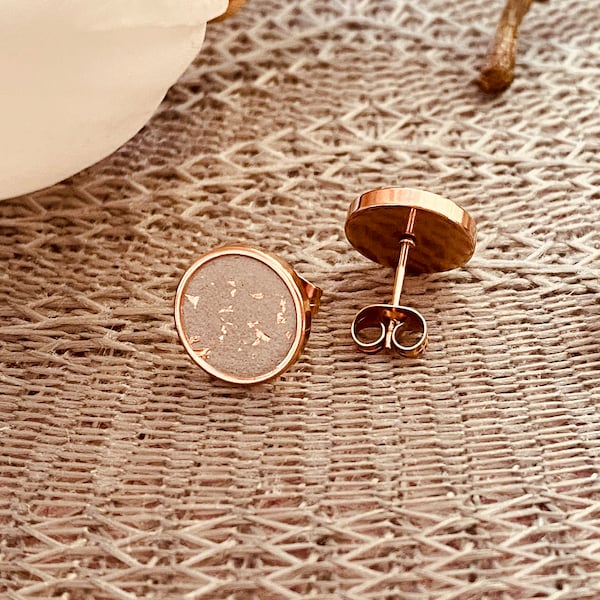 Ohrringe Roségold Edelstahl aus Beton mit Blattgold (24 Karat),  Betonschmuck, Valentinstag Geschenk