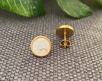 Earrings Gold concrete stainless steel with gold leaf, Valentine's Day gift, concrete jewelry
