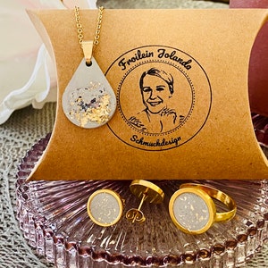 Jewelry set concrete stainless steel GOLD | Necklace ring earrings | Gift idea Christmas