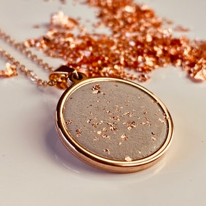 Concrete necklace rose gold with gold leaf, concrete jewelry necklace with pendant, gift for girlfriend