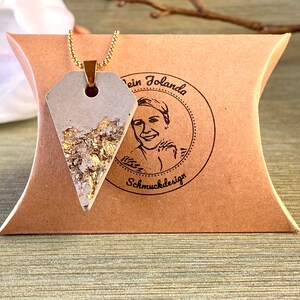 Necklace concrete gold with gold leaf, concrete jewelry necklace with pendant, gothic jewelry