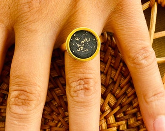 ring concrete jewelry | Ladies ring adjustable in size | Stainless steel jewelry gold ladies