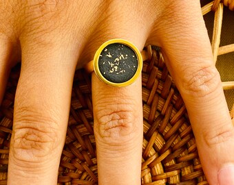 Ring concrete jewelry | Women's ring adjustable size | Stainless steel jewelry gold women