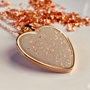 Necklace heart pendant concrete jewelry rose gold stainless steel, gift for mom, Mother&#39;s Day gift