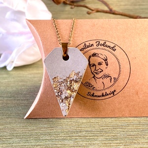 Concrete chain anchor with gold leaf, stainless steel, shell shard gold, link necklace, concrete jewelry, necklace, jewelry for the sweetheart