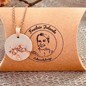 Concrete jewelry necklace rose gold with gold leaf | Valentine's Day boho necklace