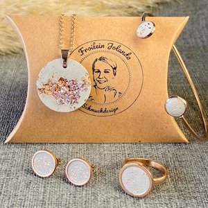 Rose gold jewelry set 4 pieces, concrete jewelry, Valentine&#39;s Day gift girlfriend
