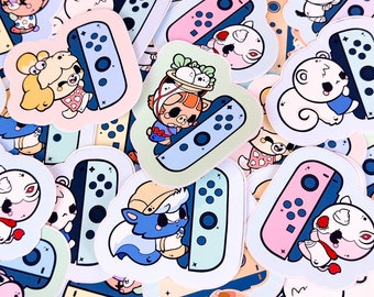 Cute Animal Crossing Stickers | Weatherproof Vinyl Joy-Con Stickers | Isabelle, Tom Nook, Marshal, Stitches | Nintendo Gamer Gift