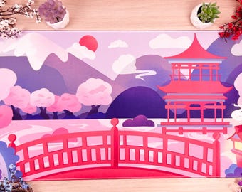 Sakura Spirits Deskmat - Temple Landscape