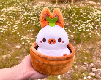 Bunnyrot Plushie | Kawaii Carrot Bunny in Pot, Desk Decor