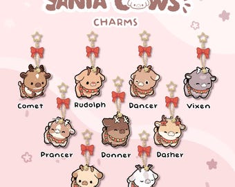 Santa's Cows | Wooden Charms (keychains)