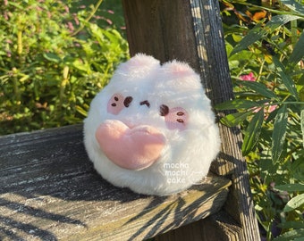 Cute Fluffy Chonky Heart Kitty Plush Keychain