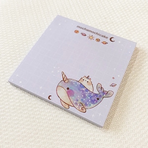 Dromerige Galaxy Narwhal Memoblok/ Notitieblok/ Journaling/ Kawaii schattig/ Bullet Journal planner/ Briefpapier