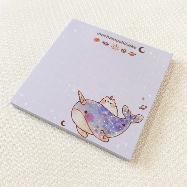 Dreamy Galaxy Narwhal Memo Pad/ Note Pad/ Journaling/ Kawaii Cute/ Bullet Journal Planner/ Stationery