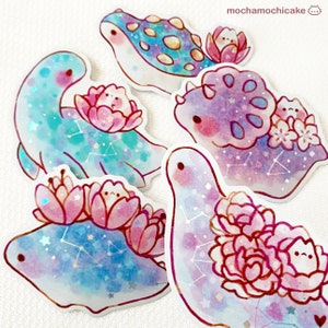 Cute Dreamy Dinos Vinyl Stickers/Holographic/ Die Cut Stickers/ Laptop Stickers/ Cute Stickers/ Waterproof/ Journal/ Art