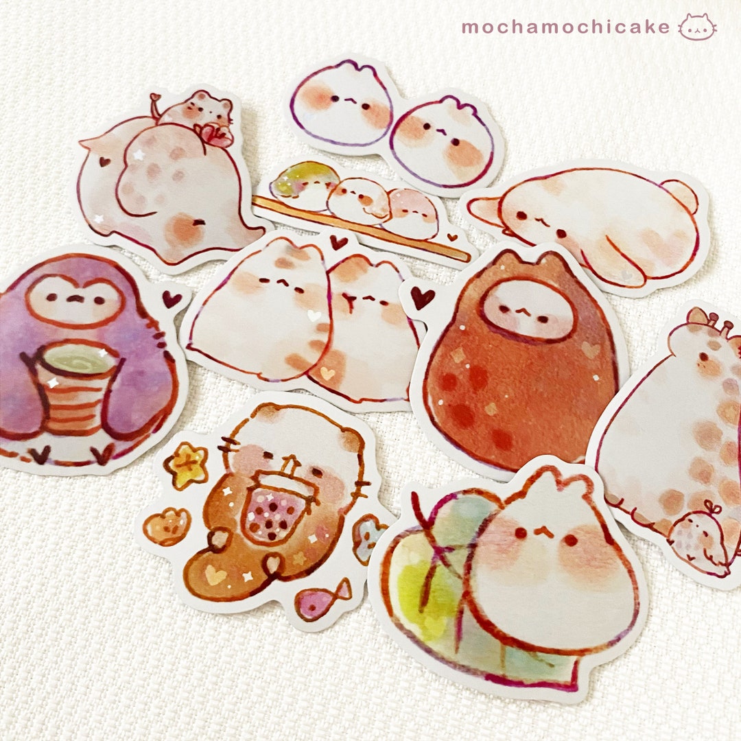 Cute Chonky Animals 6 Stickers/ Matte/ Holographic/ Die Cut Stickers ...