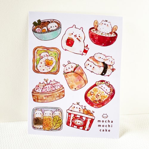 Animal Food Kawaii, 4x6 Sticker Sheets