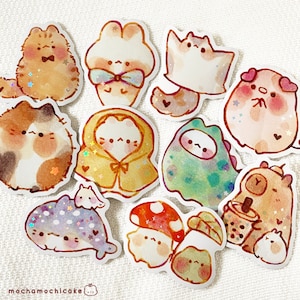 Cute Chonky Animals 7 Stickers/ Holographic/ Die Cut Stickers/ Laptop Stickers/ Cute Stickers/ Vinyl Stickers/ Journal/ Bottle/ Art