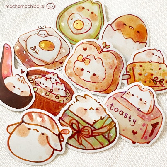 Cute Animal Foodies 3 Stickers/ Matte/ Holographic/ Die Cut