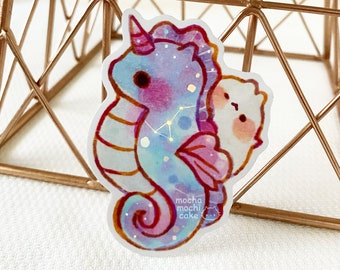 Cute Dreamy Seahorse Vinyl Sticker/Holographic/ Die Cut Stickers/ Laptop Stickers/ Cute Stickers/ Waterproof/ Journal/ Art