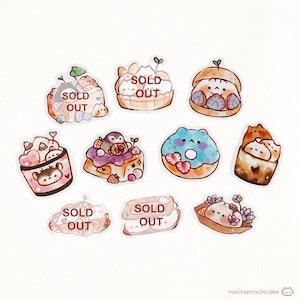 Cute Animal Desserts 4 Stickers/ Matte/ Holographic/ Die Cut Stickers/ Laptop Stickers/ Cute Stickers/ Vinyl Stickers/ Journal/ Bottle/ Art
