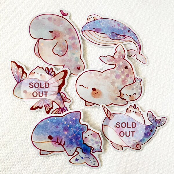 Cute Dreamy Space Creatures 3 Vinyl Stickers/Holographic/ Die Cut Stickers/ Laptop Stickers/ Cute Stickers/ Waterproof/ Journal/ Art