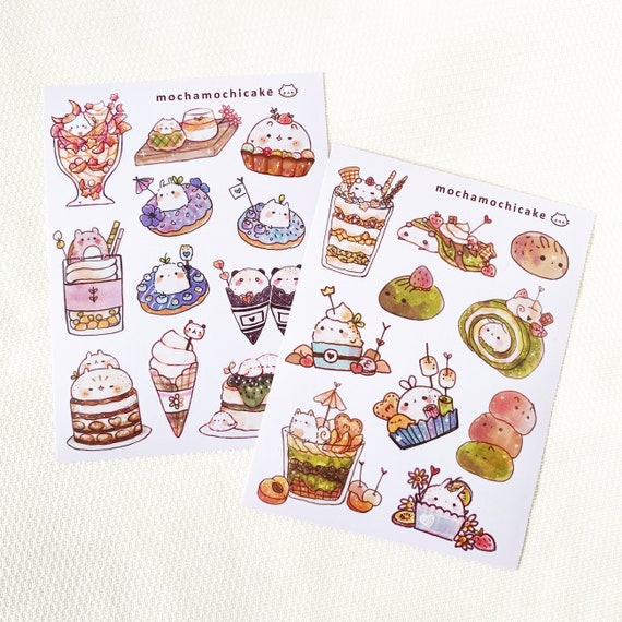 Cute Animal Desserts 2 Sticker Sheet/laptop Stickers/ Cute Stickers/ Vinyl  Stickers/ Waterproof/ Journal/ Art 