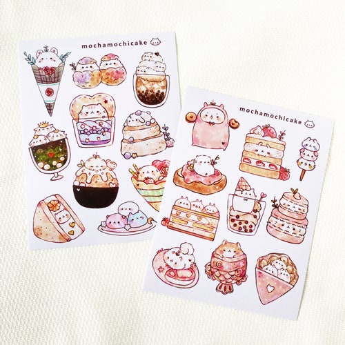 Cute Animal Food Sticker Sheet/laptop Stickers/ Cute Stickers/ Etsy