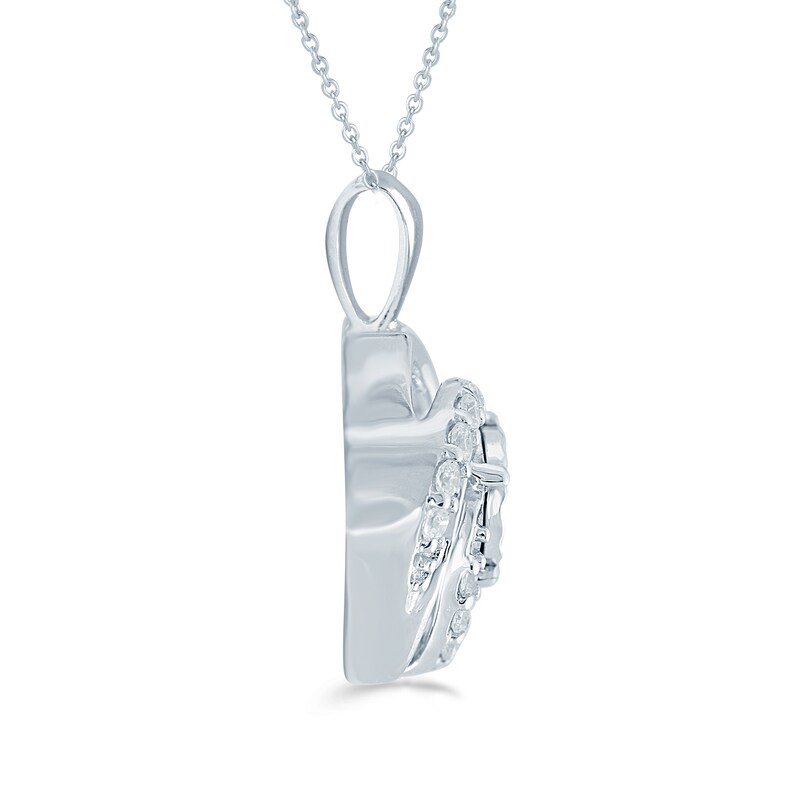 16ct tw Diamond Swirl Cluster Fashion Pendant in Sterling Silver with 18 cable chain
