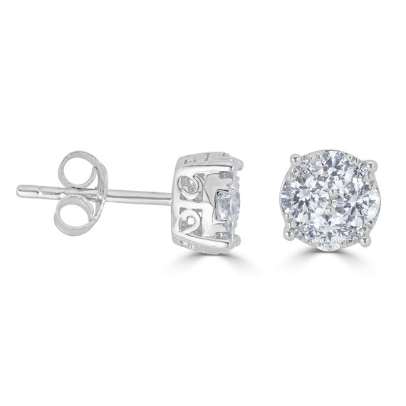 1//2Ct Diamond Stud Earrings Set in Sterling Silver