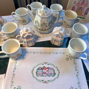 Vintage Lenox Spice Village Coffee Set: Coffeepot, Creamer & Canisters