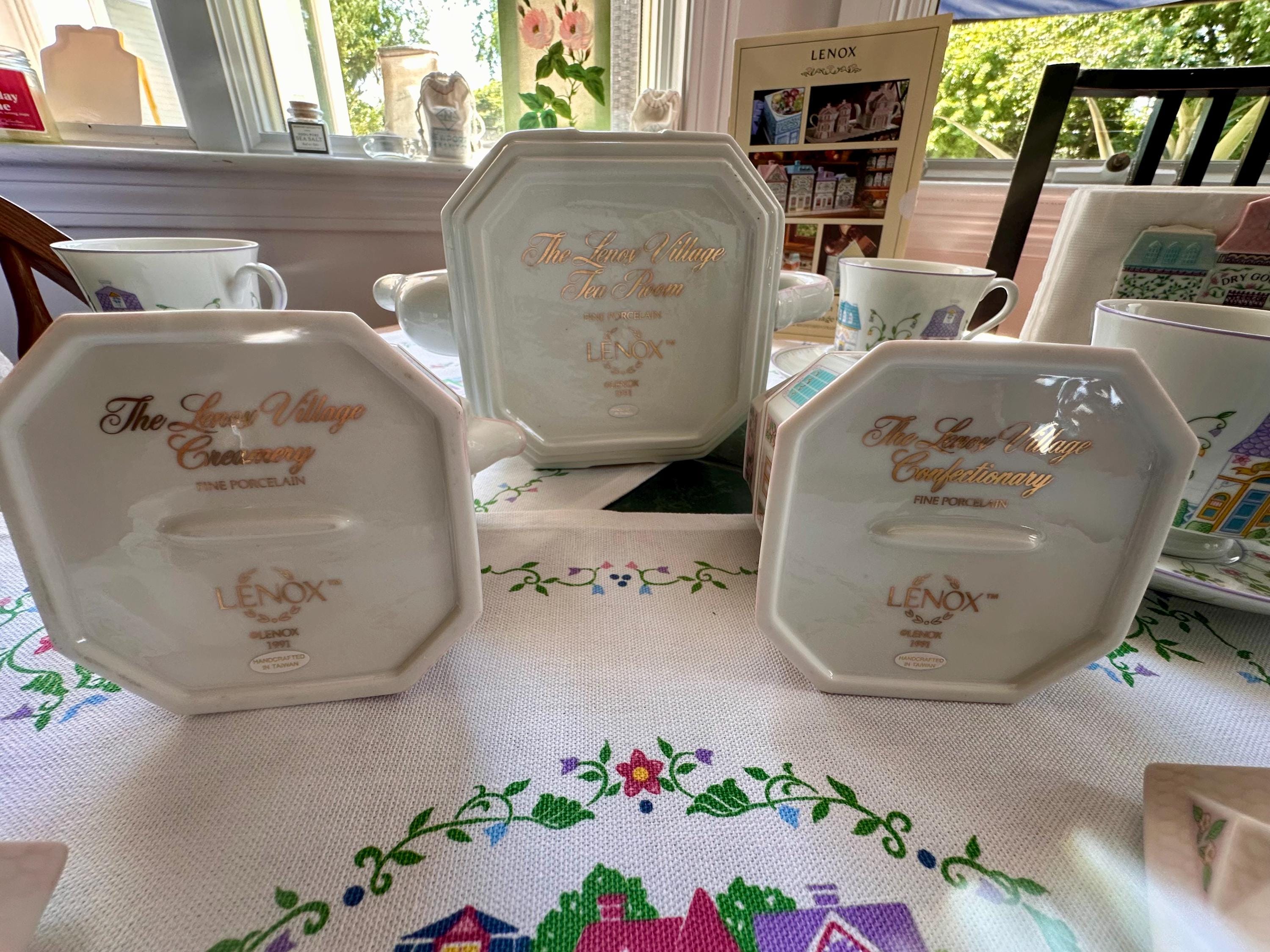 Vintage Lenox Spice Village Tea Set: Teapot, Creamer, 8 Cups