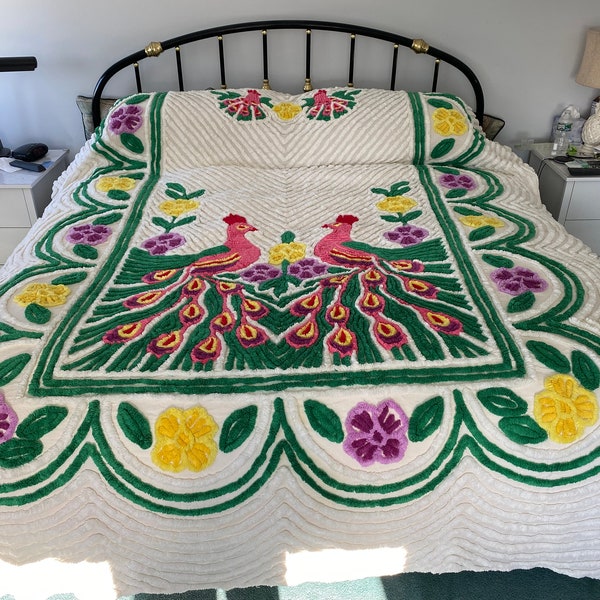 Peacock Chenille Bedspread Etsy
