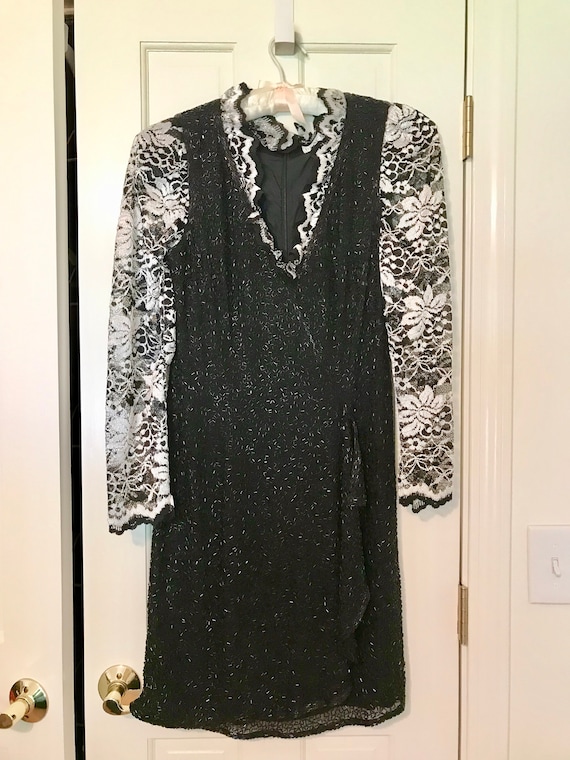 Eloquent Black Tie Oleg Cassini Black Sequin Top D