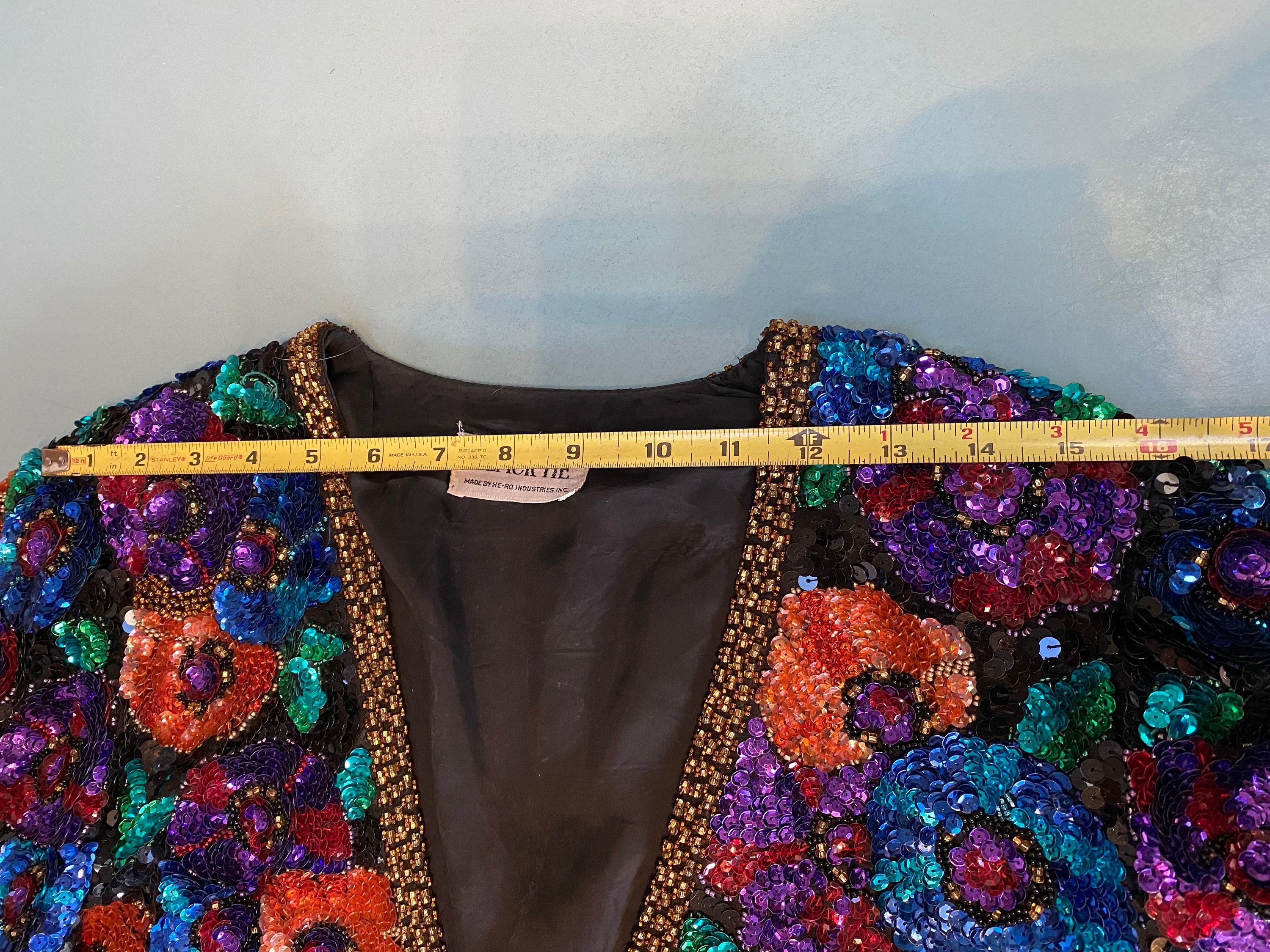 Veste De Soirée Femme Oleg Cassini Vintage Taille 6 - Imprimé Serpent à Paillettes