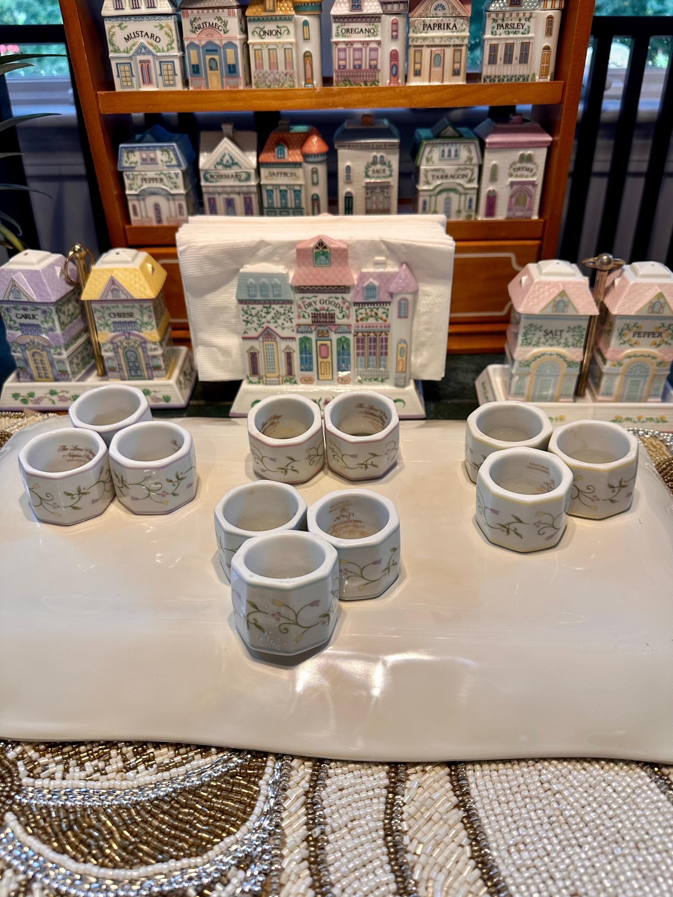 Vintage Lenox Spice Village Porcelain Napkin Rings Holders 4
