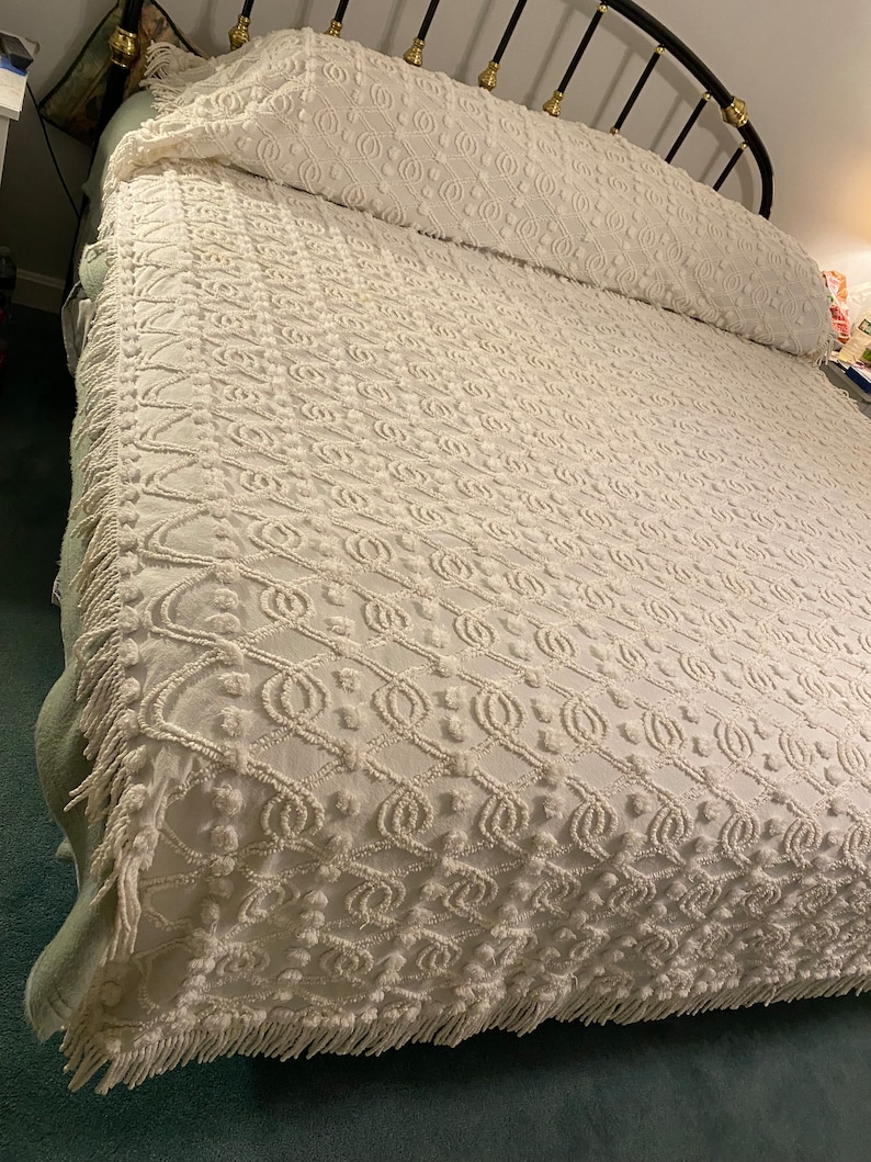 Vintage Chenille Bedspread Cabin Crafts Original Needletuft Etsy