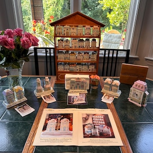 Lenox Spice Village Jars (1989) with Shelf: Vintage Condiment Caddies