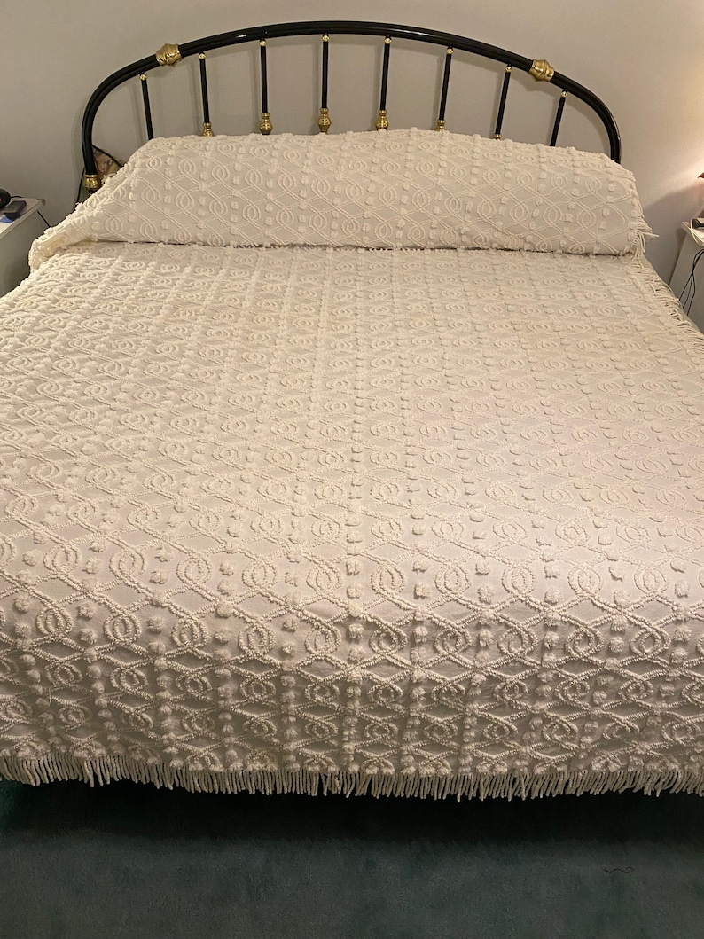 Vintage Chenille Bedspread Cabin Crafts Original Needletuft Etsy
