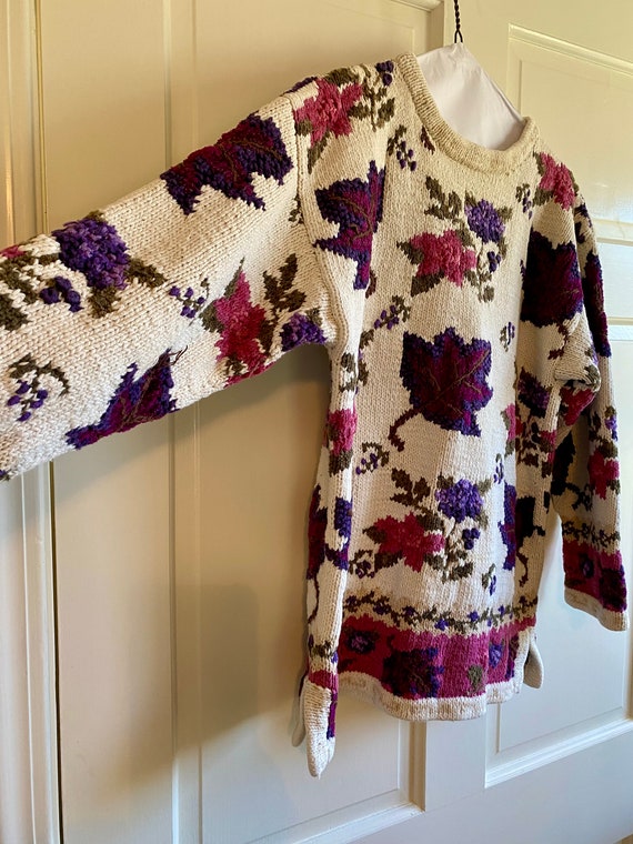 Vintage Colorful Thanksgiving Fall Leaves Sweater… - image 6